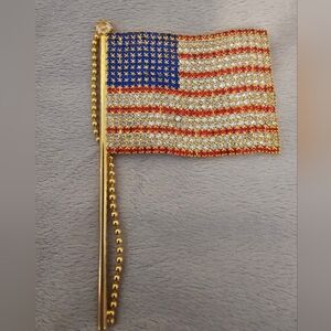 Vintage Rhinestone American Flag Pin